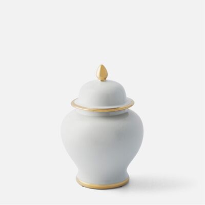Classic Small White Ginger Jar with Gold Edging