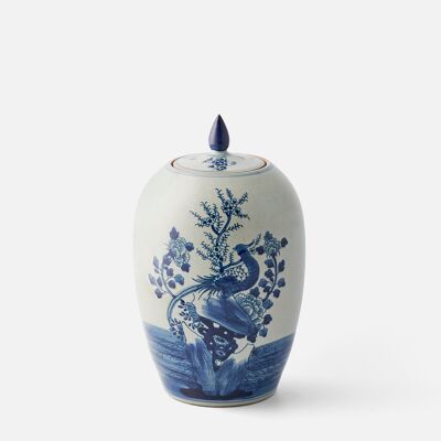 Blue and Grey White Pheasant Jar