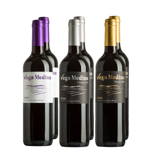 Pack Verano ya esta aqui Vega Medina D.O.Ca. Rioja tinto 6 botellas (2 joven + 2 crianza + 2 reserva)