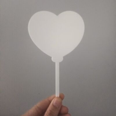 Heart Cake Topper 3mm Clear Acrylic