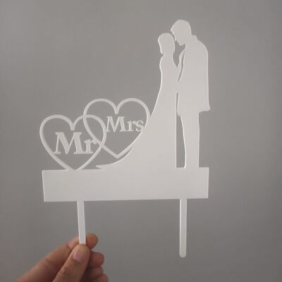 Wedding Couple Mr & Mrs Cake Topper 3mm Clear