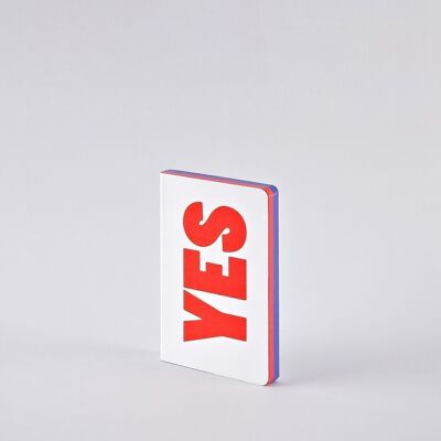 Yes – No - Graphic S | nuuna Notizbuch A6 | Dotted Journal | 2,5mm Punktraster | 176 nummerierte Seiten | 120g Premium-Papier | Leder weiss | nachhaltig produziert in Deutschland