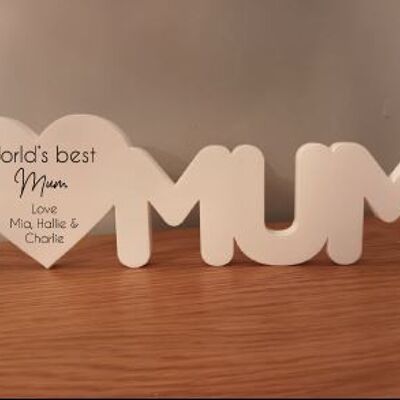 Freestanding Mum with 1 Heart 10mm Clear
