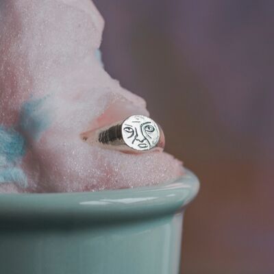 Grumpy Face Signet Ring