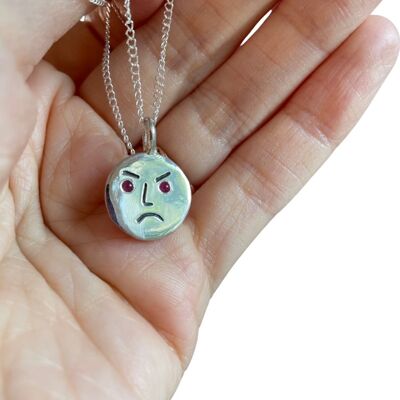 Pendente Angry Eyes in argento sterling con rubini