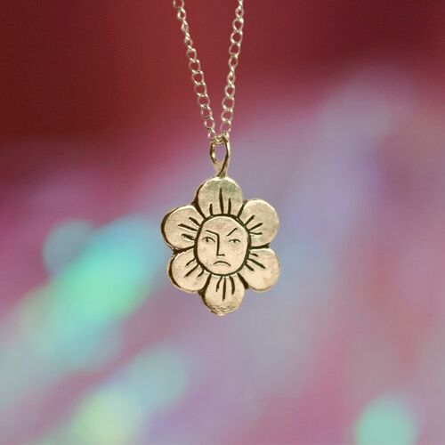 Grumpy Flower Pendant 9ct Gold