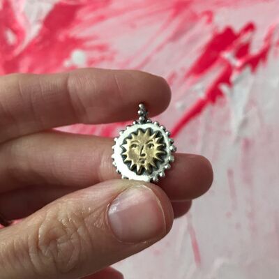 Sterling Silver Pendant with Golden Sun