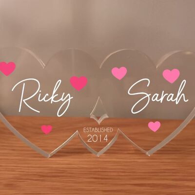 Couples Love Heart Freestanding Acrylic 10mm Clear