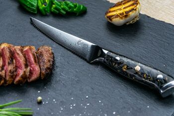Ensemble de couteaux à steak Damascus noir et or - GOLD&ASH 4