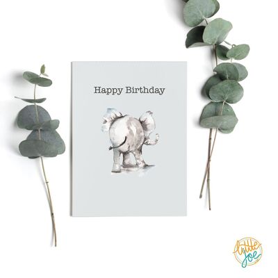 Biglietto di buon compleanno con elefante