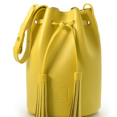 Leandra yellow mini bucket bag