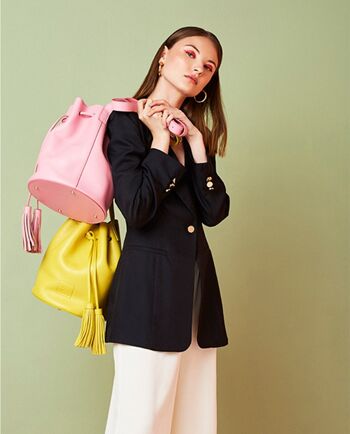 Sac seau Leandra en cuir jaune 7