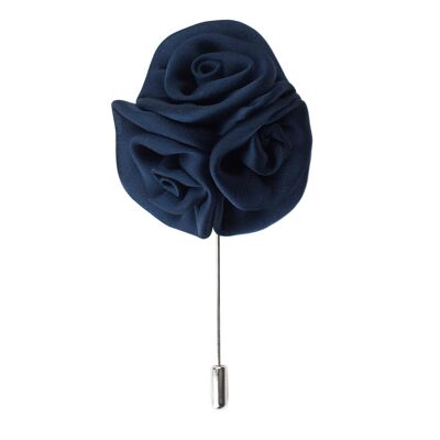 Triple Rose Lapel Pin, Midnight Blue