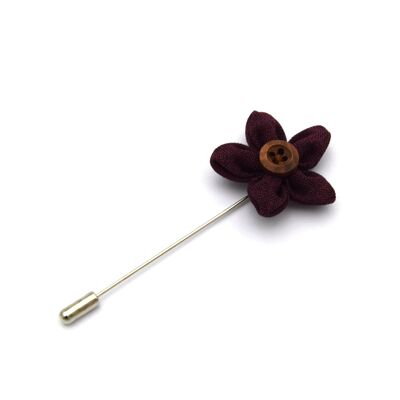 Daisy Button Lapel Pin, Burgundy