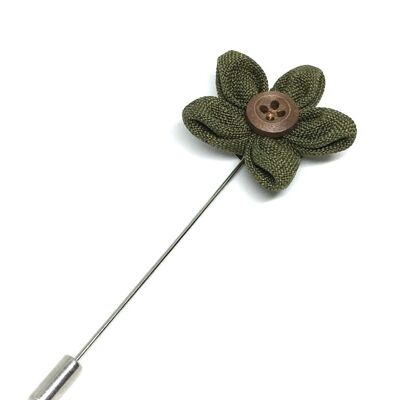 Daisy Button Lapel Pin, Green