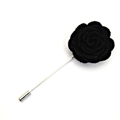 Felt Rose Lapel Pin, Black