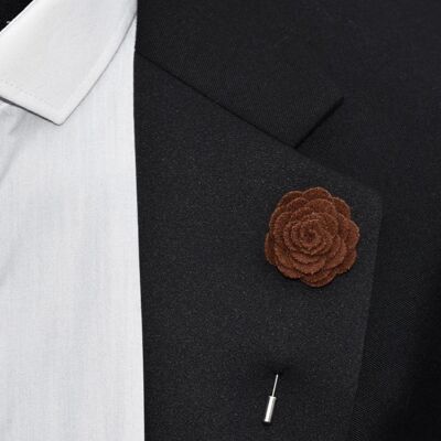 Felt Rose Lapel Pin, Brown