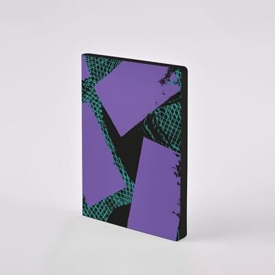 Interaction - Color Clash L Light - | nuuna notebook A5+ | Dotted Journal | 3.5mm dot grid | 176 numbered pages | 120g premium paper | leather black - violet - green | sustainably produced in Germany