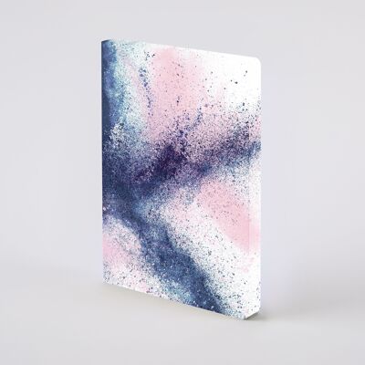 Splash-Composition L | nuuna notebook A5+ | Dotted Journal | 3.5mm dot grid | 256 numbered pages | 120g premium paper | Jeans label material | vegan | sustainably produced in Germany