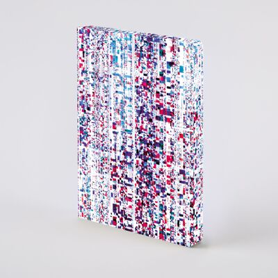 Matrix-Composición L | libreta nuuna A5+ | diario punteado | cuadrícula de puntos de 3,5 mm | 256 páginas numeradas | Papel premium de 120 g | Material de la etiqueta de los pantalones vaqueros | vegano | producido de forma sostenible en Alemania