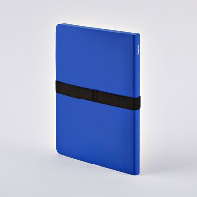 NOT WHITE – Blue L Light | nuuna notebook A5+ | 144 blue pages | 120g blue premium paper | with pen and smartphone holder | gel pen white | sustainably produced in Germany