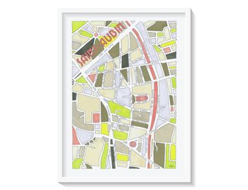 AFFICHE Illustrée Plan du Quartier Saint-Aubin, TOULOUSE 1