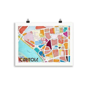 AFFICHE Illustrée Plan du Quartier Capitole, TOULOUSE 4