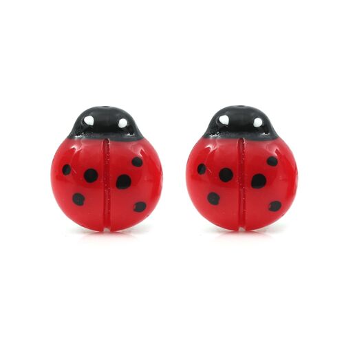 Red Spotty Ladybug Clip On Earrings (Small Size)