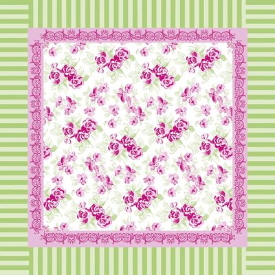 Tablecloth Country Line in pink-green made of Linclass® Airlaid 80 x 80 cm, 1 piece