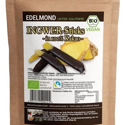 Ingwer-Sticks in 100% Edel-Kakao, Bio