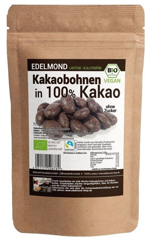 Kakaobohnen in 100% Schokolade, Bio