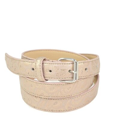 Ceinture en cuir embossé facon western rose SANTA FE 25 mm - taille unique