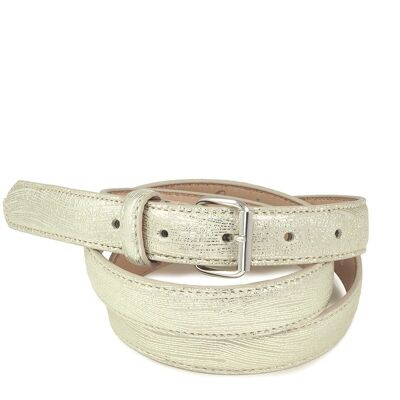 SHANGHAI platinum silver leather belt 25 mm - one size