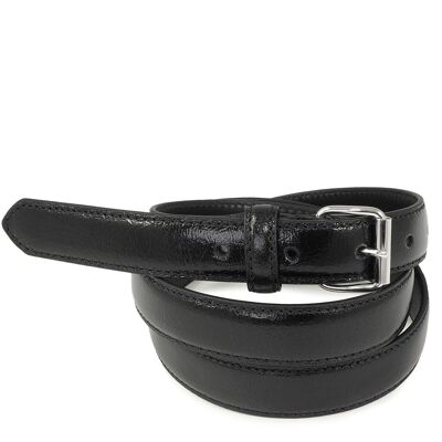 VEGASCinturón de charol negro de 25 mm - talla única