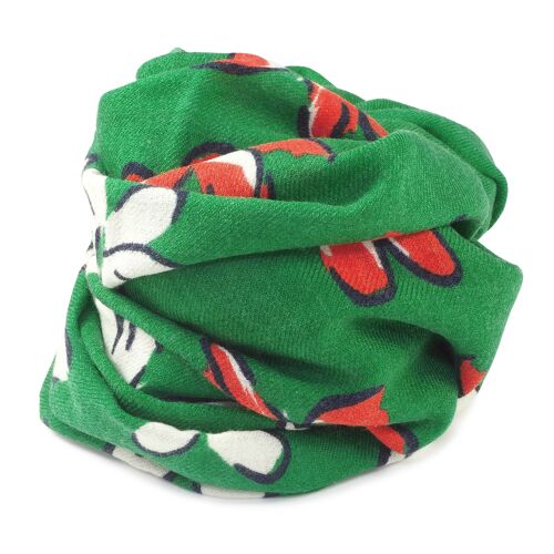 Foulard laine fine imprimé fleur vert- le cadeau de saison