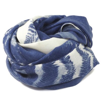 Foulard Fougères laine bleu nuit