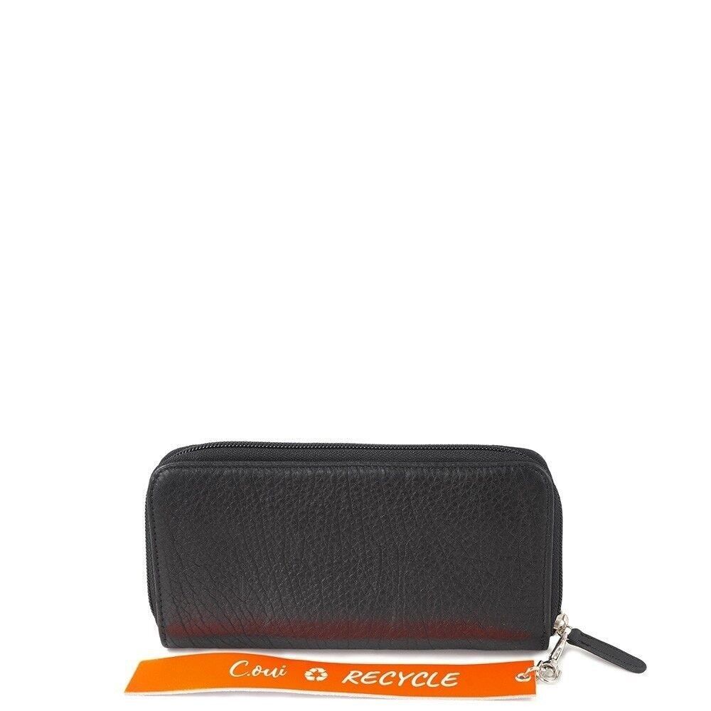 UPCYCLE 30 Portemonnaie aus schwarzem, genarbtem Leder