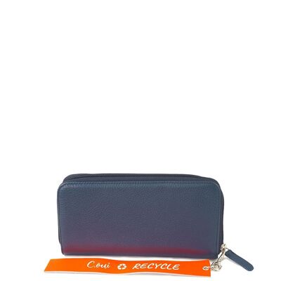 Cartera acompañante UPCYCLE 30 de piel granulada azul marino