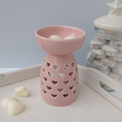 Deep Dish Hearts Ceramic Wax Melter - Pink