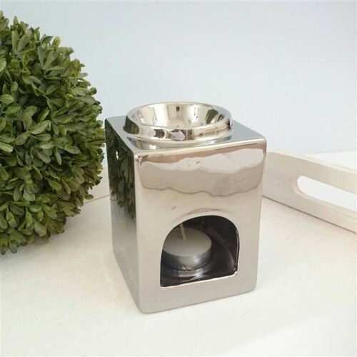 Stackable Square Ceramic Wax Melter - Silver