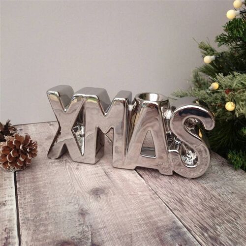 XMAS Ceramic Wax Melter 25cm - Silver