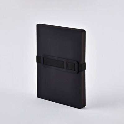 Voyager L - Black | Notebook A5+ | Dotted Journal | 3.5mm dot grid | 256 numbered pages | 120g premium paper | leather black | with pen and smartphone holder | produced in Germany
