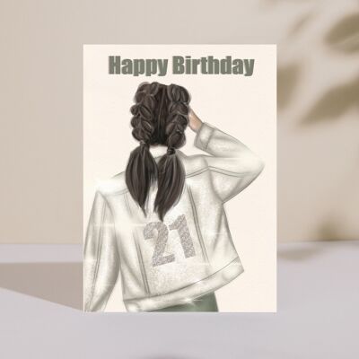 Carte Joyeux anniversaire - Veste crème - Milestone 13e, 16e, 18e, 21e anniversaire