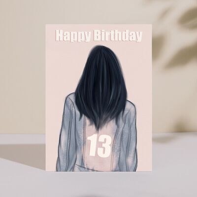 Happy Birthday Card - Light Blue/Pink Jacket - Milestone 13th, 16th, 18th, 21st Birthday