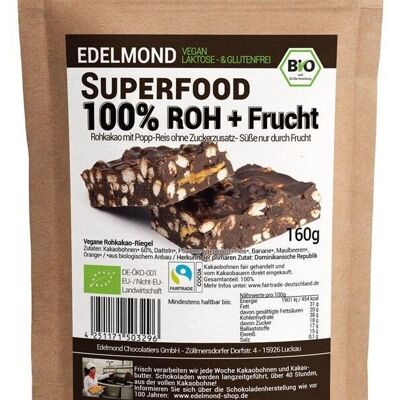 Superfood pop rice in raw cocoa, organic