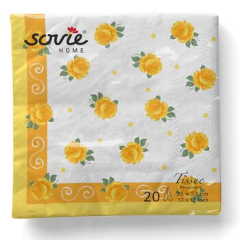 Serviette en tissu Rosita en jaune 33 x 33 cm, 20 pièces 5