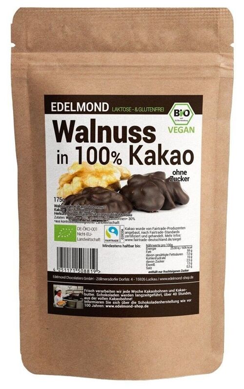 Walnuss in 100% Kakao. Bio