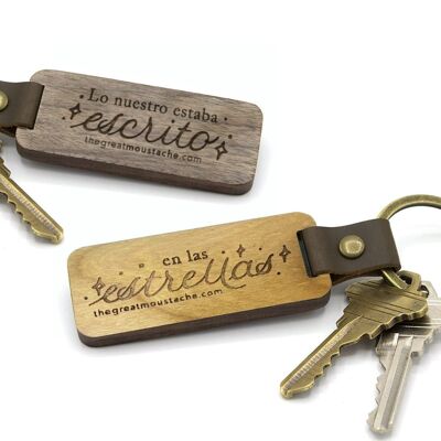 PACK OF WOODEN KEYRINGS "OURS WAS WRITTEN IN THE STARS"