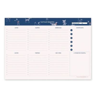 AGENDA DE BUREAU HEBDOMADAIRE - DOG LOVER