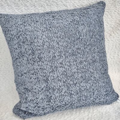 Coussin décoratif bouclé bleu acier 45